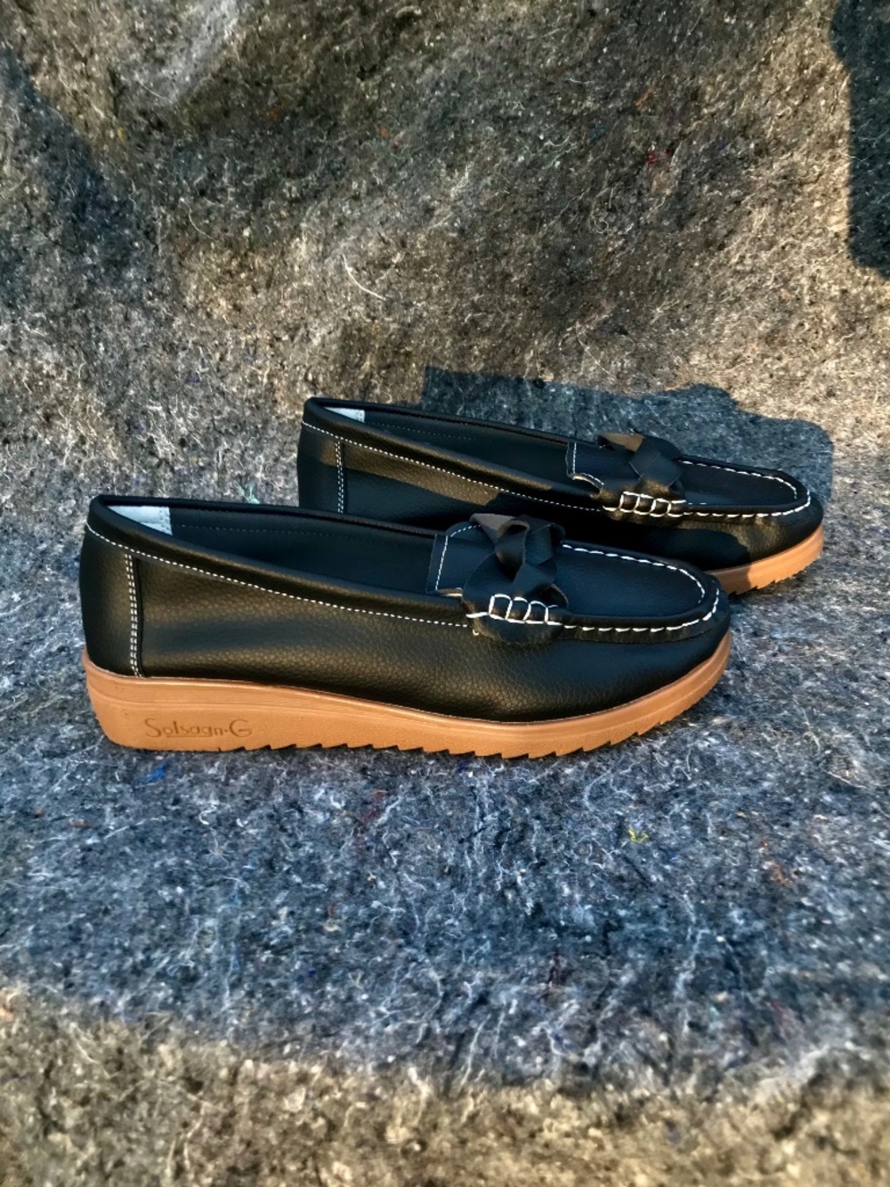 Solsagn G Black Loafers Platform Slip On Size 8.5 faux leather